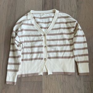 Promesa Cream and Tan Striped Cardigan